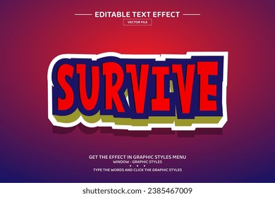 Survive 3D editable text effect template