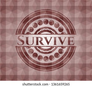 Survive red geometric badge. Seamless.