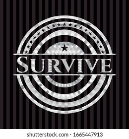 Survive silvery emblem or badge. Vector Illustration. Mosaic.