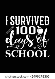 I survived 100 days of school EPS file for cutting machine. You can edit and print this vector art with EPS editor.