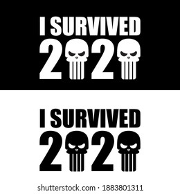 I survived 2020 vector quote or slogan isolated on the background. T shirt vector funny design template about coronavirus and 2020 year with pirate skull 