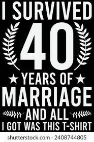 
I Survived 40 Years Of Marriage eps cut file for cutting machine