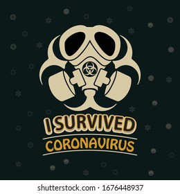 I SURVIVED CORONA VIRUS new olive color skull vector survival and Chinese virus issue creative text style t shirt design