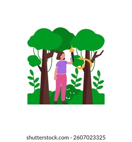 Surviving in Untamed Nature Vector Illustration