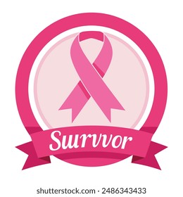 Survivor Badge with Pink Ribbon of Strength