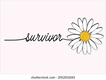survivor daisy flower vector art design hand drawn