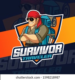 survivor man mascot logo design