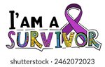 I am a survivor. National cancer survivor month. Hope, support concept. Landscape poster with creative lettering in colorful pop art style. Editable vector illustration isolated on a white background