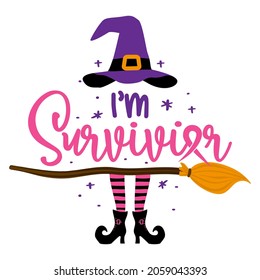 I'm a survivor - In October we wear Pink (Breast Cancer), hand drawn Breast Cancer Awareness month October lettering phrase. Quote for banners, greeting card, poster design. Fight and survive concept