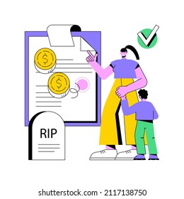 Survivors Benefit Abstract Concept Vector Illustration. Social Security Administration, Family Member Die, Worker Income, Death Certificate, Grieving Spouse, Application Form Abstract Metaphor.