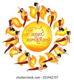 Surya namaskar complex asanas (Hatha Yoga)