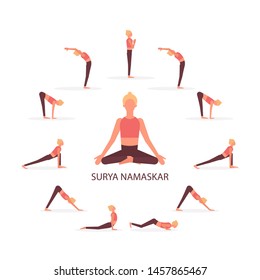 Surya namaskar yoga steps