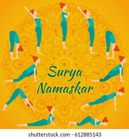 Surya Namaskar yoga complex sun salutation