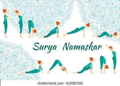 Surya Namaskar yoga complex sun salutation
