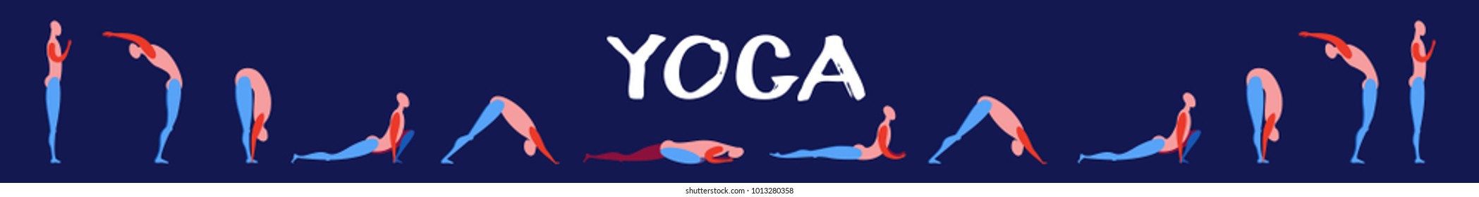 surya-namaskar asana set modern linear drawing of a yoga pose an