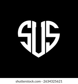 SUS Monograma abstrato exclusivo design de logotipo de vetor de forma de amor.
