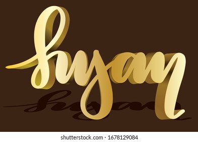 El patrón oro de nombre de Susan Woman esbozó la ilustración vectorial EPS 10 Template como banner, tarjeta, diseño, impresión, afiche. Curvas de oro tipografía floral Caligrafía moderna con sombra de gota