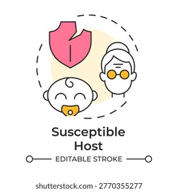 Susceptible host multi color concept icon. Parents immunity, child health. Immune system. Round shape line illustration. Abstract idea. Graphic design. Easy to use in brochure, article