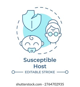 Susceptible host soft blue concept icon. Parents immunity, child health. Immune system. Round shape line illustration. Abstract idea. Graphic design. Easy to use in brochure, article