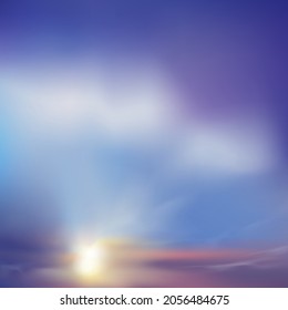 Suset sky in evening for background, Dramatic twilight landscape with colourful sky in blue, purple, pink,orange, yellow pastel,Vector banner Sunrise in Morning,Sunlight for four season backdrop