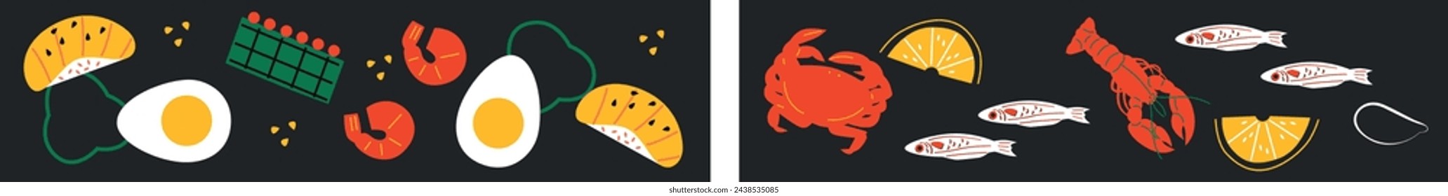 Sushi abstract vector illustration. Sushi banner. Asian Cuisine set. 
