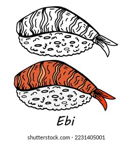 Sushi - ama Ebi Nigiri on a white