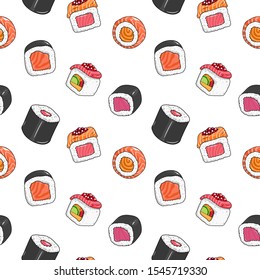 Sushi Background pattern. Vector illustration.