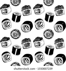 Sushi Background pattern. Vector illustration.