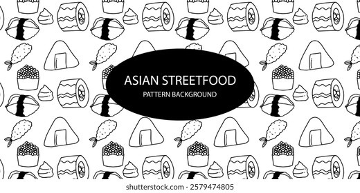Sushi background. takoyaki, asian pattern. vector illustration