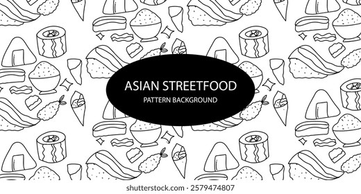 Sushi background. takoyaki, asian pattern. vector illustration