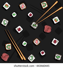 sushi background vector pattern