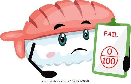 Sushi com má qualidade, ilustração, vetor sobre fundo branco.