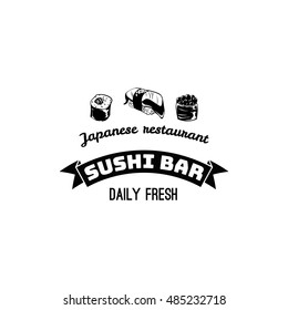 sushi banner, label logo isolate on white background.