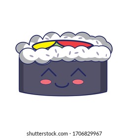 Sushi bar food logo. Japanese vector sushi bar restaurant roll icon. Asian delivery food. 