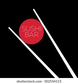 Sushi bar food logo template. Label for menu seafood, vector illustration