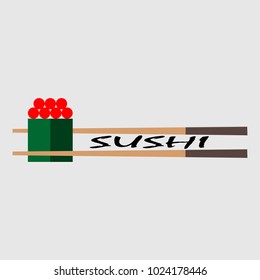  Sushi bar food logo vector template. Fresh roll element illustration
