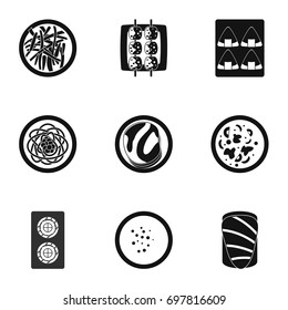 Sushi bar icons set. Simple set of 9 sushi bar vector icons for web isolated on white background
