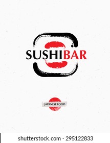 Sushi Bar Japanese Food Creative Vector Concept On Organic Paper Background