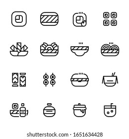 Sushi bar linear icon set