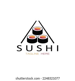 Sushi bar logo. Japanese traditional cuisine, tasty food icon. japanese text translation, japanese restaurant,japanese food,japanese feel,fresh fish healthy.asian sushi bar vector