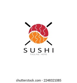 Sushi bar logo. Japanese traditional cuisine, tasty food icon. japanese text translation, japanese restaurant,japanese food,japanese feel,fresh fish healthy.asian sushi bar vector