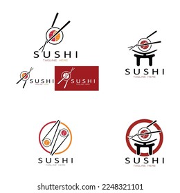 Sushi bar logo. Japanese traditional cuisine, tasty food icon. japanese text translation, japanese restaurant,japanese food,japanese feel,fresh fish healthy.asian sushi bar vector