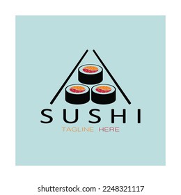 Sushi bar logo. Japanese traditional cuisine, tasty food icon. japanese text translation, japanese restaurant,japanese food,japanese feel,fresh fish healthy.asian sushi bar vector