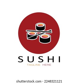 Sushi bar logo. Japanese traditional cuisine, tasty food icon. japanese text translation, japanese restaurant,japanese food,japanese feel,fresh fish healthy.asian sushi bar vector