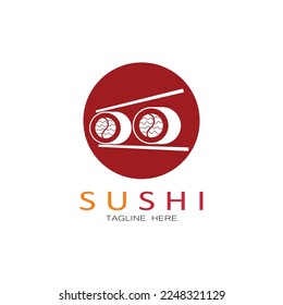 Sushi bar logo. Japanese traditional cuisine, tasty food icon. japanese text translation, japanese restaurant,japanese food,japanese feel,fresh fish healthy.asian sushi bar vector