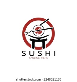 Sushi bar logo. Japanese traditional cuisine, tasty food icon. japanese text translation, japanese restaurant,japanese food,japanese feel,fresh fish healthy.asian sushi bar vector