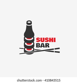 Sushi bar logo template design. Vector illustration.