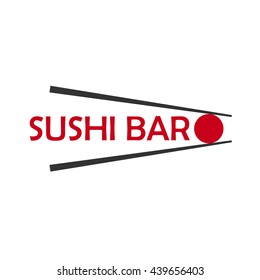 Sushi bar logo template design with chopstick. Bar, restaurant. Vector illustration.