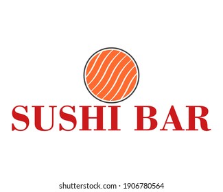 Logo de la barra de sushi. Ilustración vectorial con rollo de sushi redondo. 