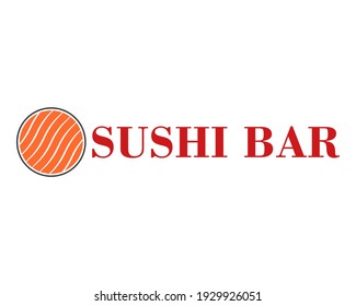 Sushi bar logo. Vector illustration with sushi roll. 
